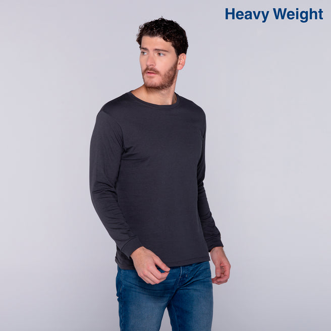 Adult Unisex Heavy Weight Crew Neck Long Sleeve T Shirt (Charcoal)