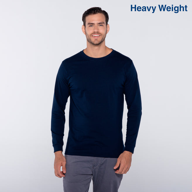 Adult Unisex Heavy Weight Crew Neck Long Sleeve T Shirt (Navy)
