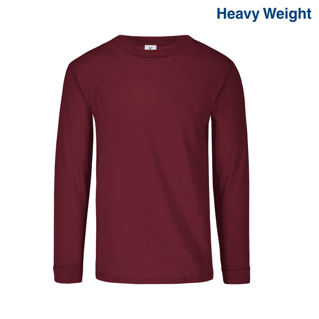 Adult Unisex Heavy Weight Crew Neck Long Sleeve T Shirt (Maroon)