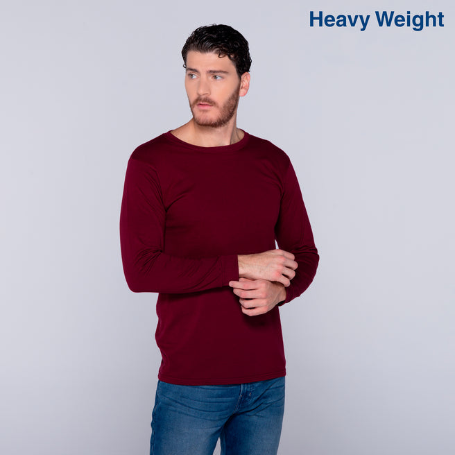 Adult Unisex Heavy Weight Crew Neck Long Sleeve T Shirt (Maroon)