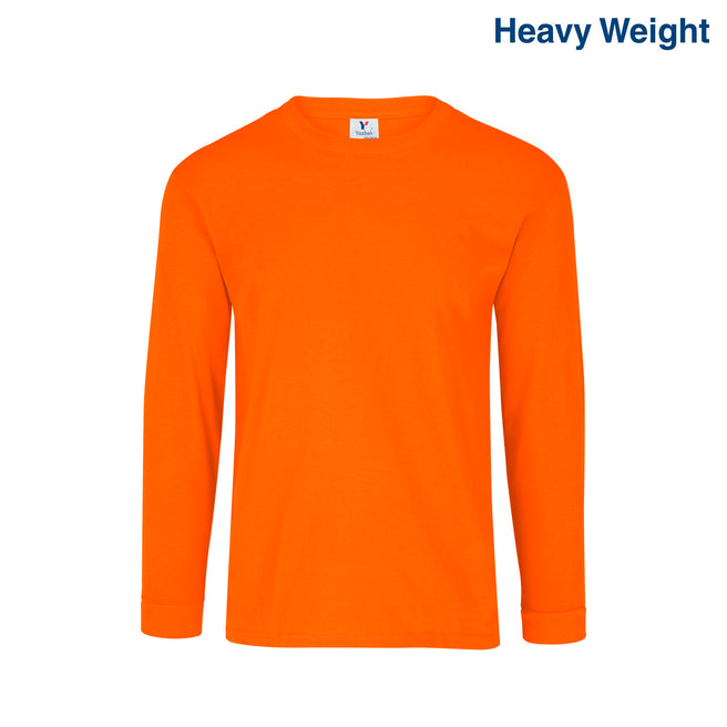 Adult Unisex Heavy Weight Crew Neck Long Sleeve T Shirt (Orange)