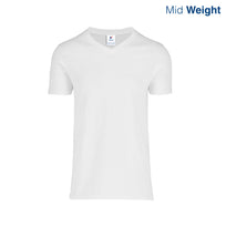 Adult Unisex V-Neck Short Sleeve T Shirt (White)