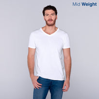 Adult Unisex V-Neck Short Sleeve T Shirt (White)