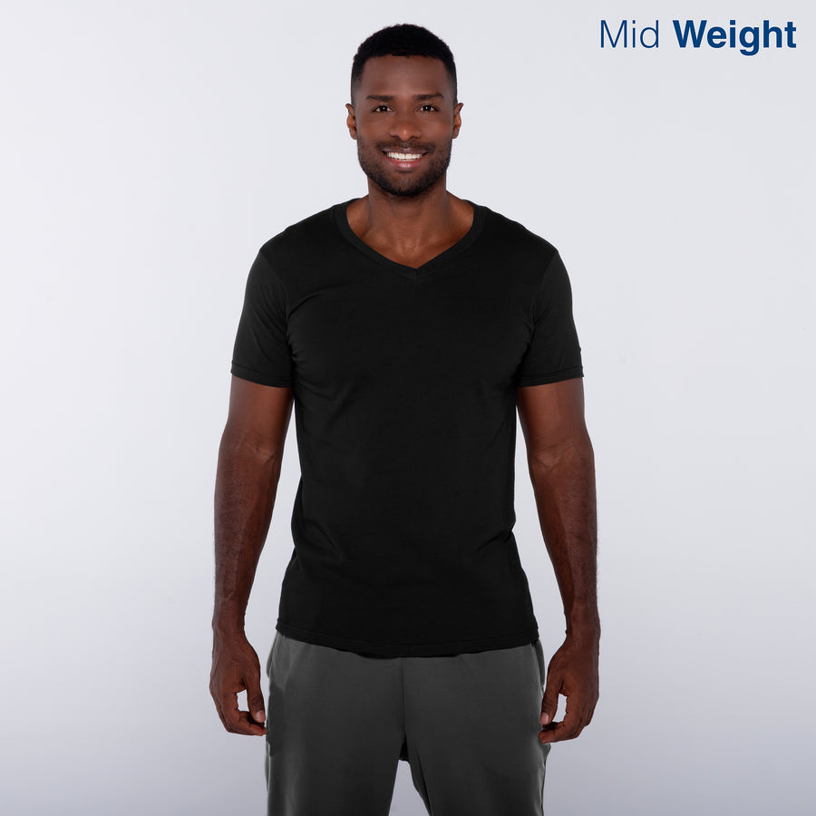 Adult Unisex V-Neck Short Sleeve T-Shirt (Black)