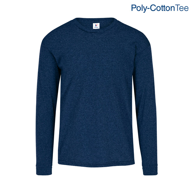 Adult Unisex Crew Neck Long Sleeve T-Shirt (Heather Navy)