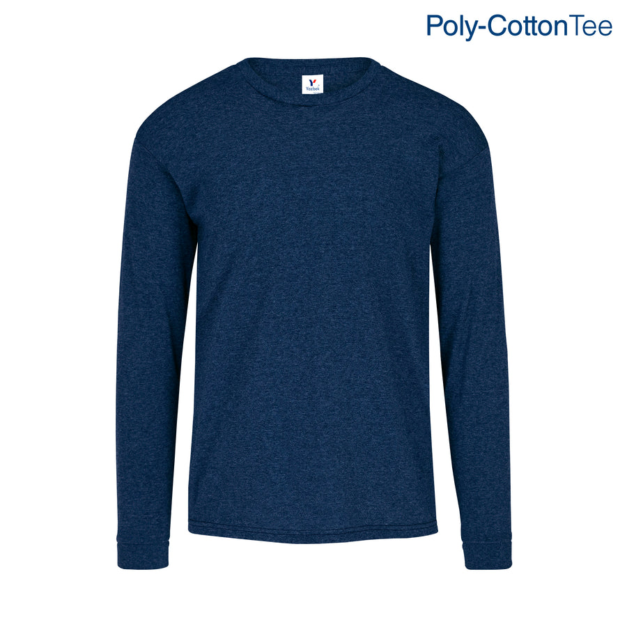 Adult Unisex Crew Neck Long Sleeve T-Shirt (Heather Navy)