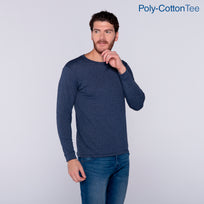 Adult Unisex Crew Neck Long Sleeve T-Shirt (Heather Navy)