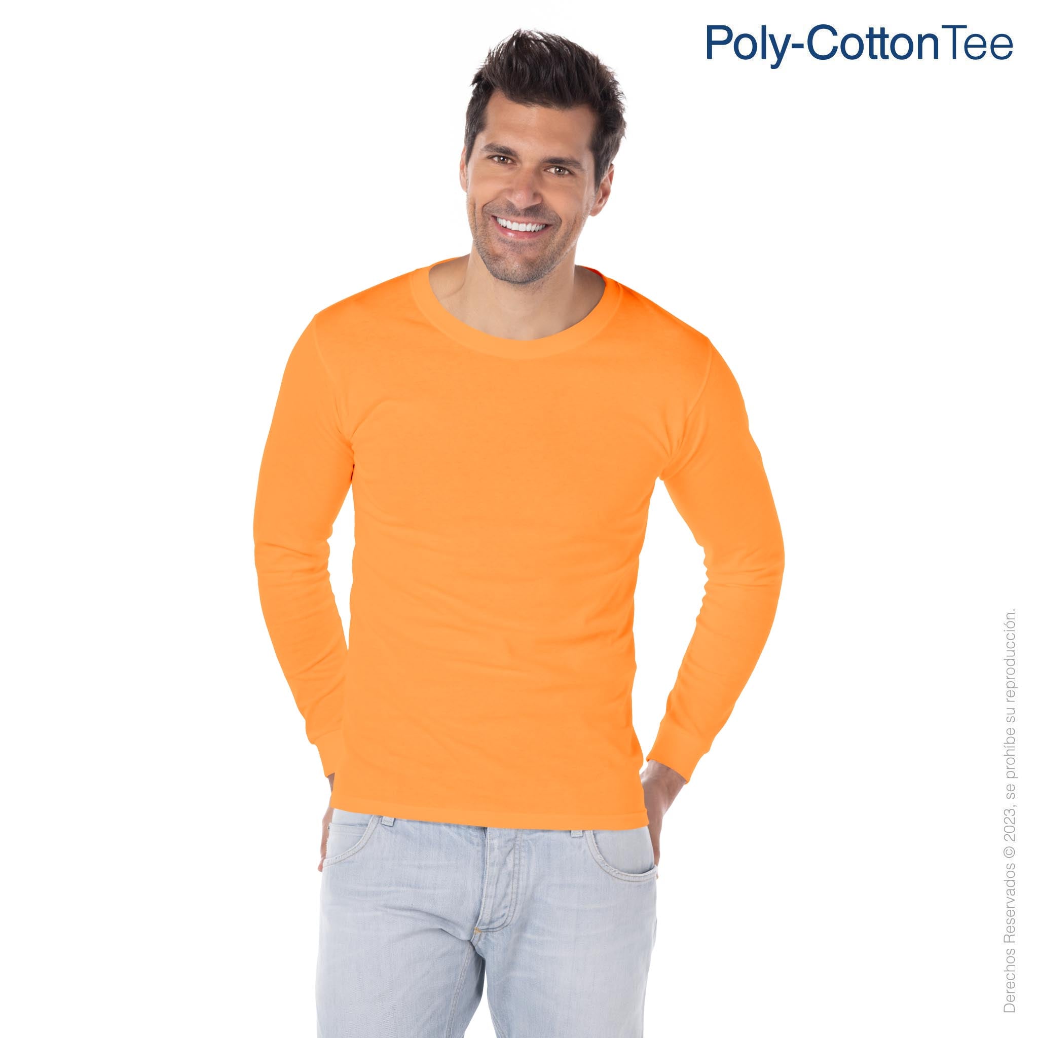 Men's Crew Neck Long Sleeve T-Shirt (Neon Orange) – Yazbek USA Mint