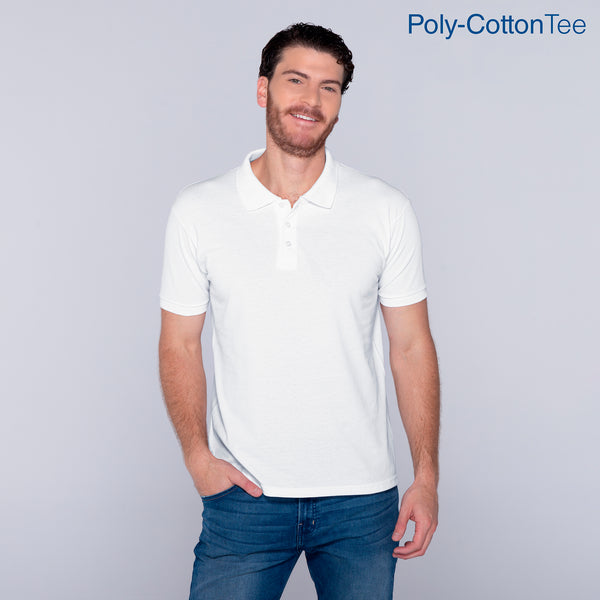 Adult Unisex 50/50 Polo Shirt (White) — Yazbek USA Mint