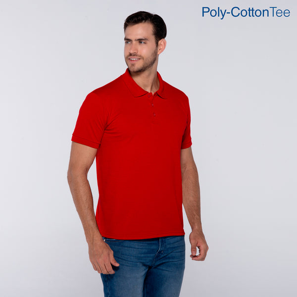 Adult Unisex 50/50 Polo Shirt (Red) — Yazbek USA Mint