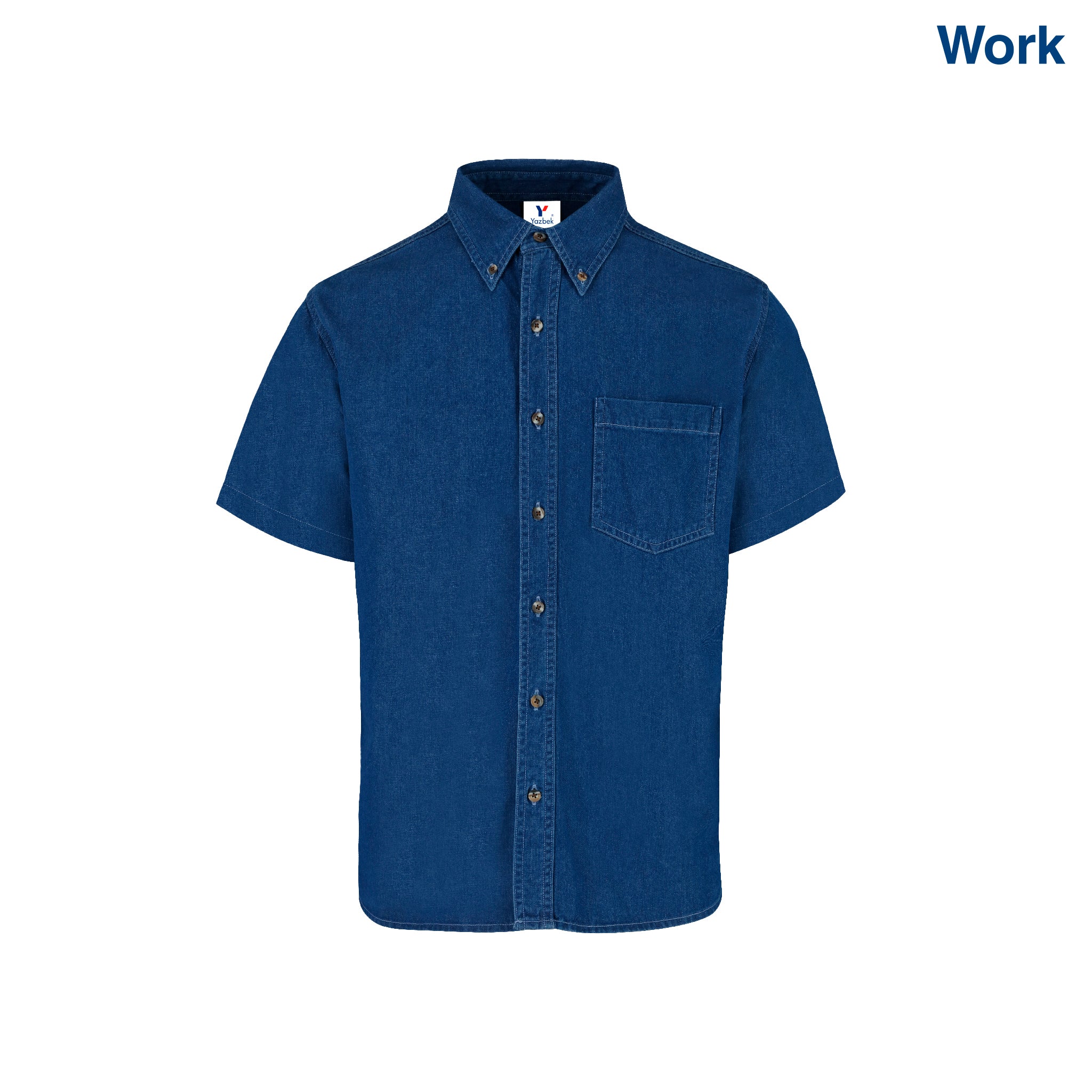 Adult Unisex Short Sleeve Denim Shirt (Light Indigo) — Yazbek USA Mint