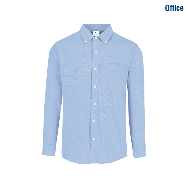 Adult Unisex Long Sleeve Oxford Shirt (Light Blue)