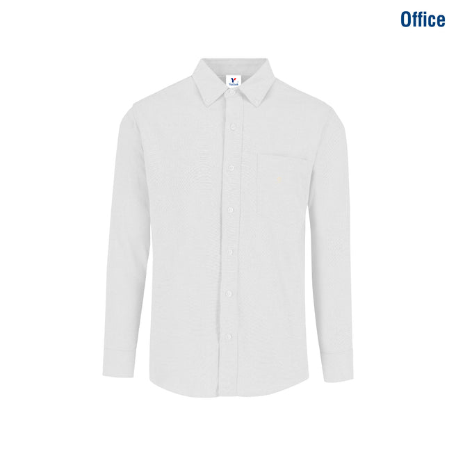 Adult Unisex Long Sleeve Oxford Shirt (White)