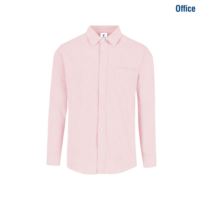 Adult Unisex Long Sleeve Oxford Shirt (Light Pink)
