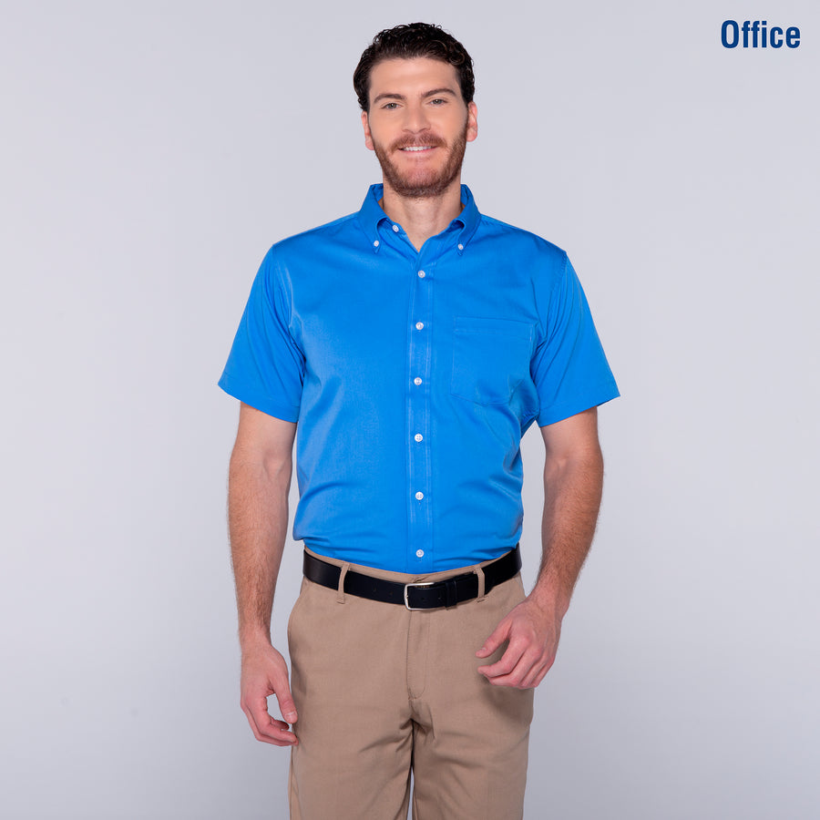 Adult Unisex Short Sleeve Twill Shirt (French blue)