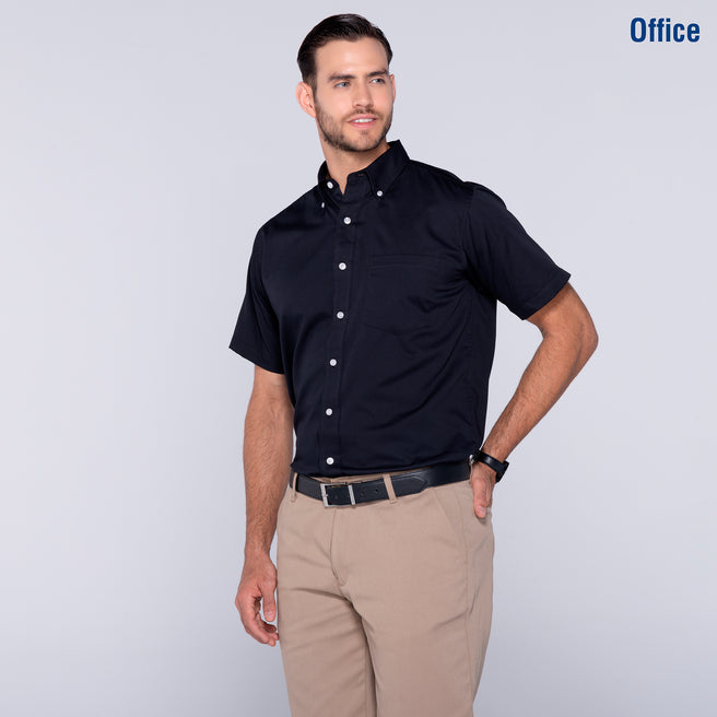 Adult Unisex Short Sleeve Twill Shirt (Black)