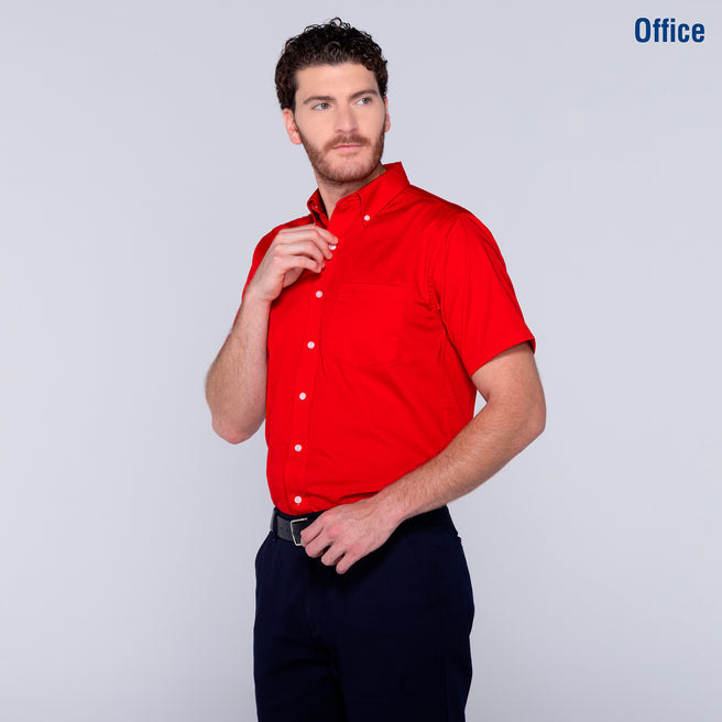 Adult Unisex Short Sleeve Twill Shirt (Red)