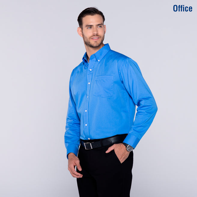 Adult Unisex Long Sleeve Twill Shirt (French Blue)