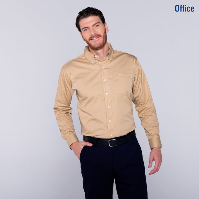 Adult Unisex Long Sleeve Twill Shirt (Beige)