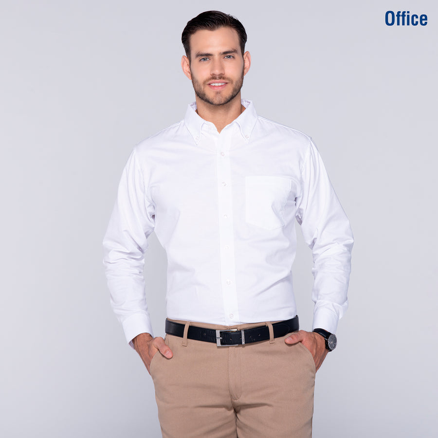 Adult Unisex Long Sleeve Twill Shirt (White)