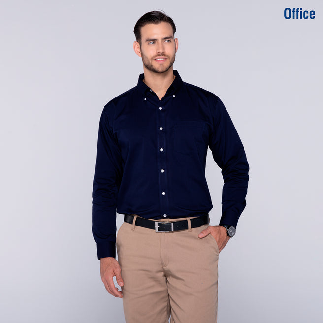 Adult Unisex Long Sleeve Twill Shirt (Navy)