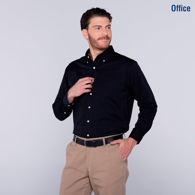 Adult Unisex Long Sleeve Twill Shirt (Black)