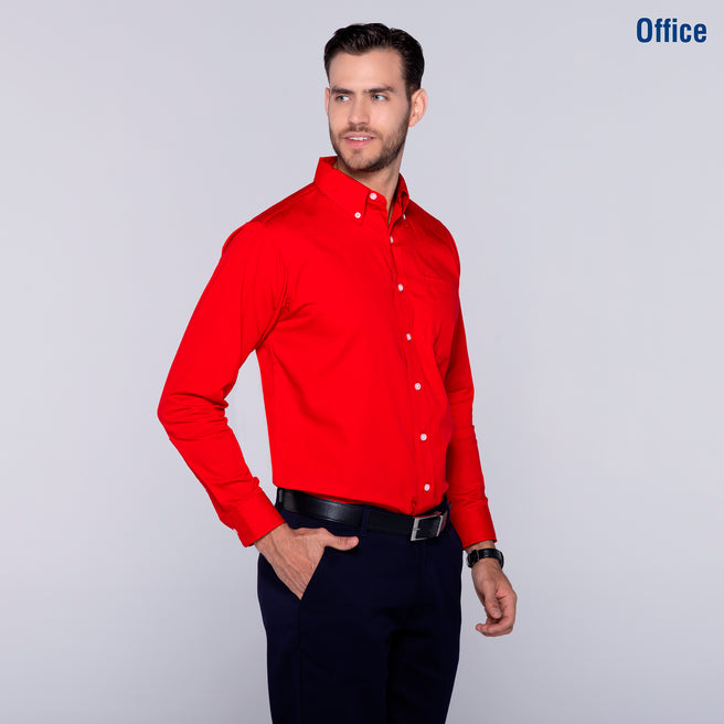 Adult Unisex Long Sleeve Twill Shirt (Red)