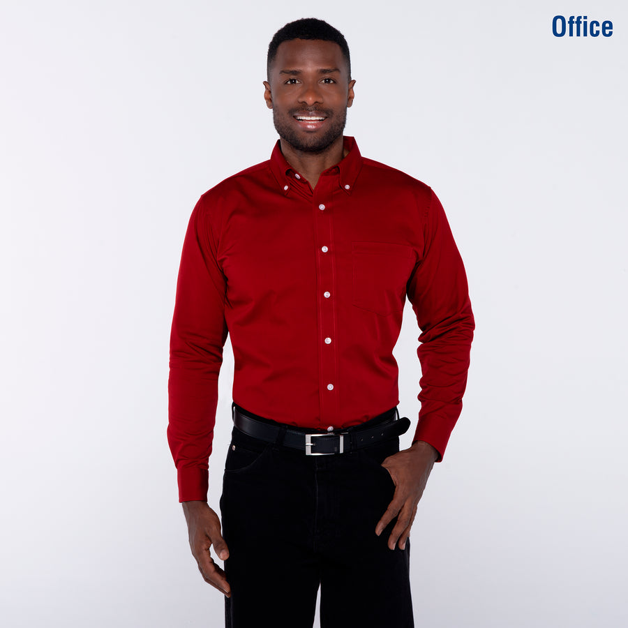 Adult Unisex Long Sleeve Twill Shirt (Burgundy) L / Texas Adult Unisex Long Sleeve Twill Shirt (Burgundy) L / Texas