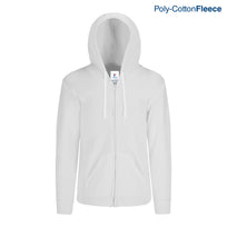Adult Unisex Full Zip Hooded Sweatshirt With Kangaroo Pocket (White)