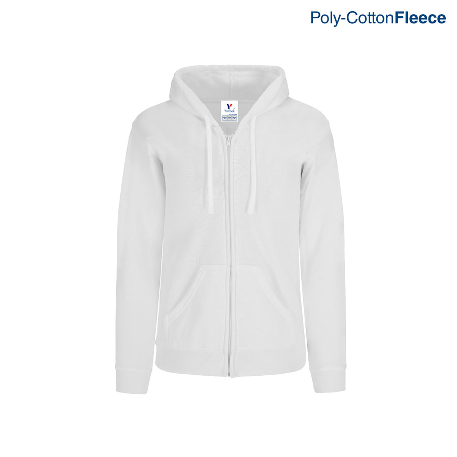Adult Unisex Full Zip Hooded Sweatshirt With Kangaroo Pocket (White)