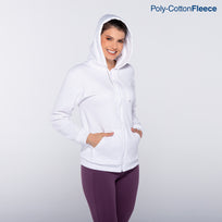 Adult Unisex Full Zip Hooded Sweatshirt With Kangaroo Pocket (White)