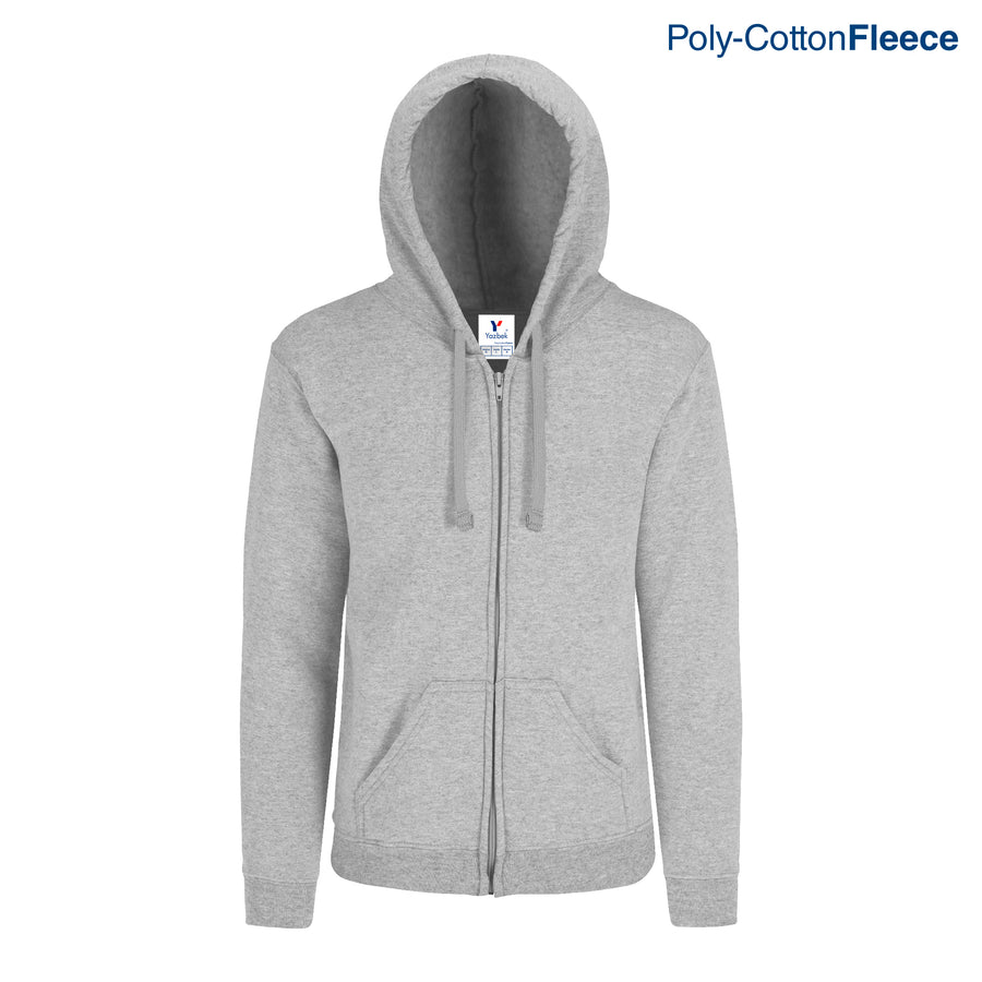 Adult Unisex Full Zip Hooded Sweatshirt With Kangaroo Pocket (Heather Grey)