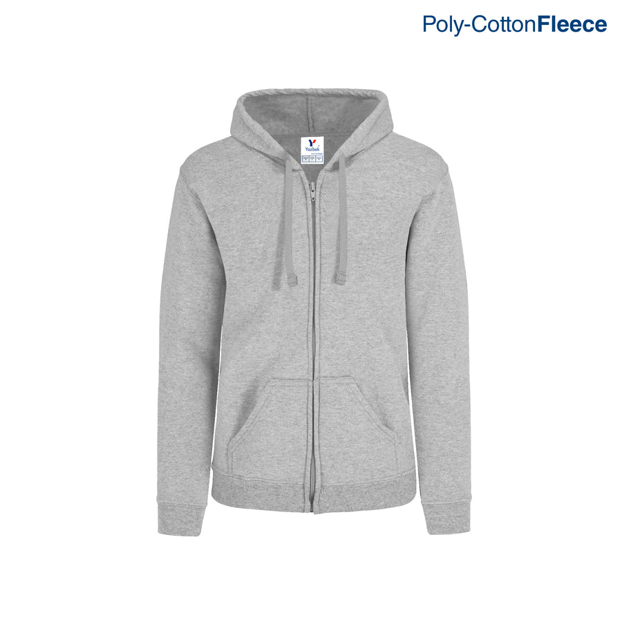 Adult Unisex Full Zip Hooded Sweatshirt With Kangaroo Pocket (Heather Grey)