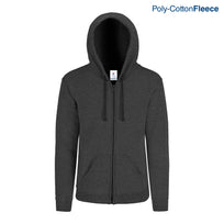 Adult Unisex Full Zip Hooded Sweatshirt With Kangaroo Pocket (New Intense Heather Black)