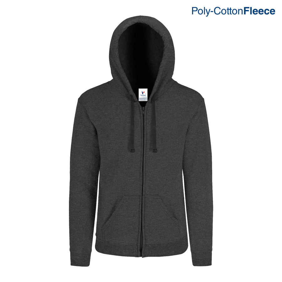 Adult Unisex Full Zip Hooded Sweatshirt With Kangaroo Pocket (New Intense Heather Black)