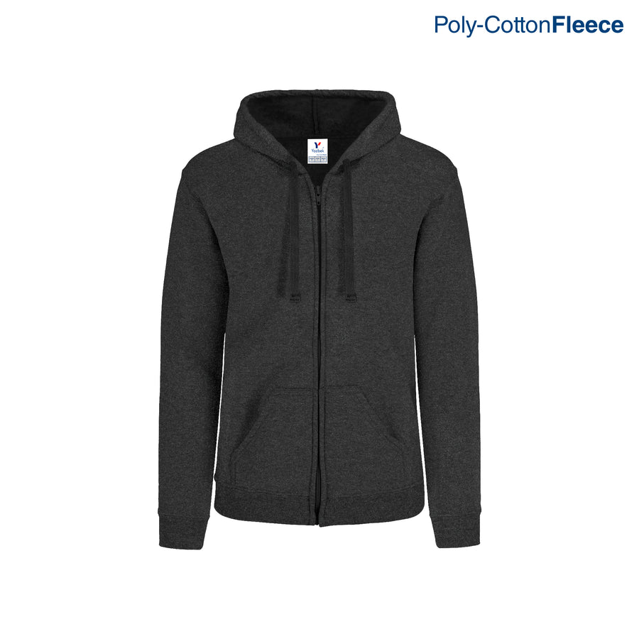 Adult Unisex Full Zip Hooded Sweatshirt With Kangaroo Pocket (New Intense Heather Black)