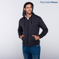 Adult Unisex Full Zip Hooded Sweatshirt With Kangaroo Pocket (New Intense Heather Black)
