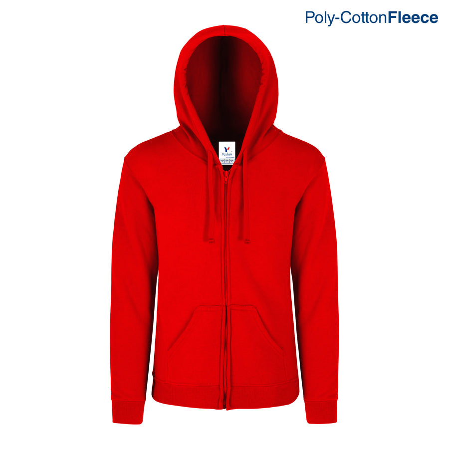 Adult Unisex Full Zip Hooded Sweatshirt With Kangaroo Pocket (Red)