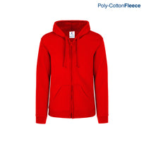 Adult Unisex Full Zip Hooded Sweatshirt With Kangaroo Pocket (Red)