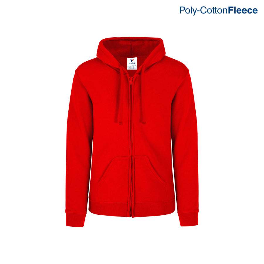 Adult Unisex Full Zip Hooded Sweatshirt With Kangaroo Pocket (Red)