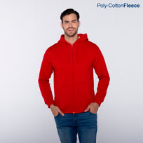 Adult Unisex Full Zip Hooded Sweatshirt With Kangaroo Pocket (Red)