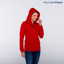 Adult Unisex Full Zip Hooded Sweatshirt With Kangaroo Pocket (Red)