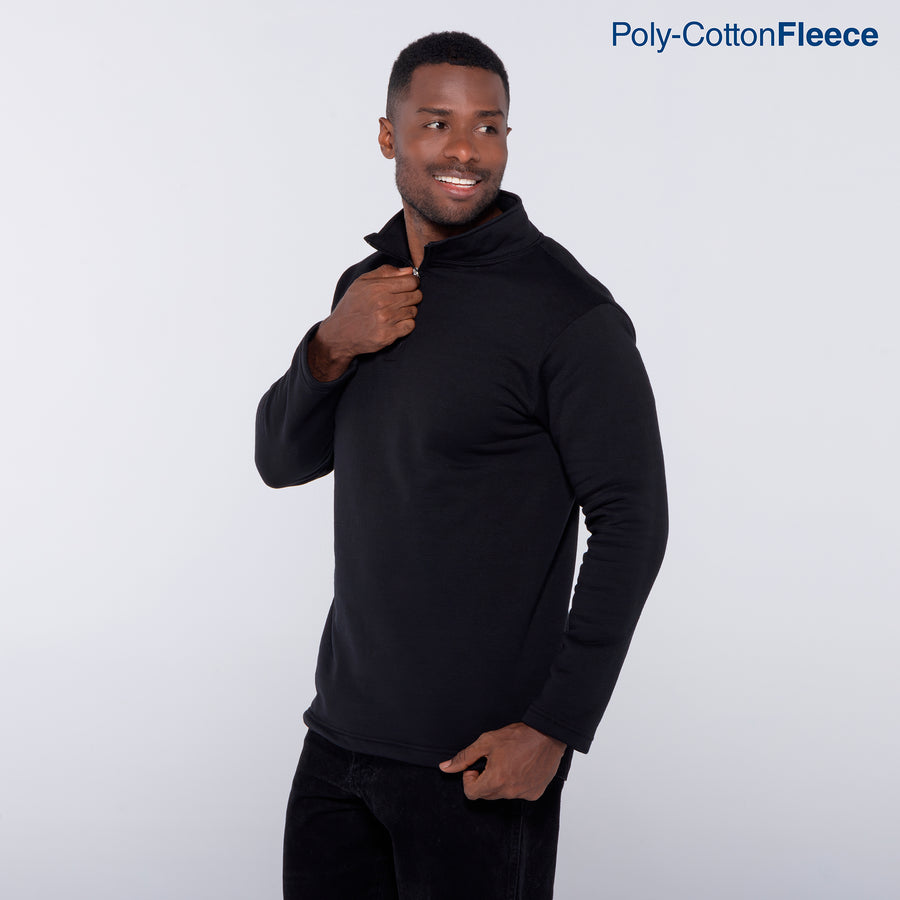 Adult’s Unisex 1/4 Zip Crew Neck Sweatshirt (Black)