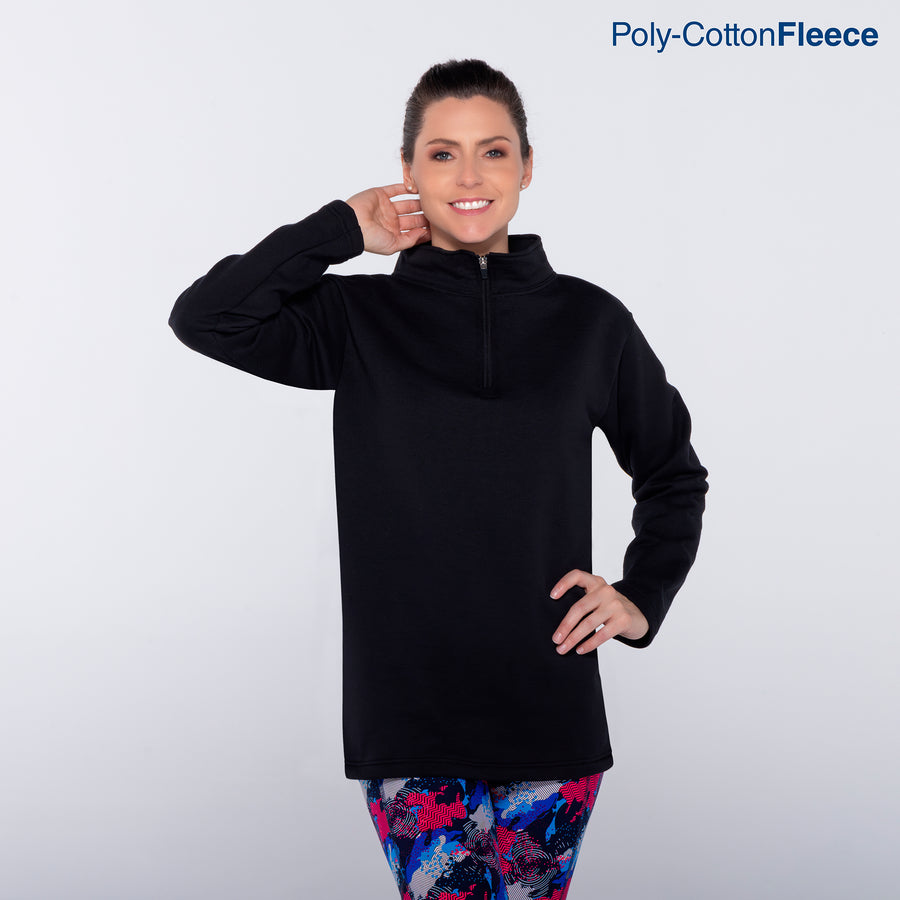 Adult’s Unisex 1/4 Zip Crew Neck Sweatshirt (Black)