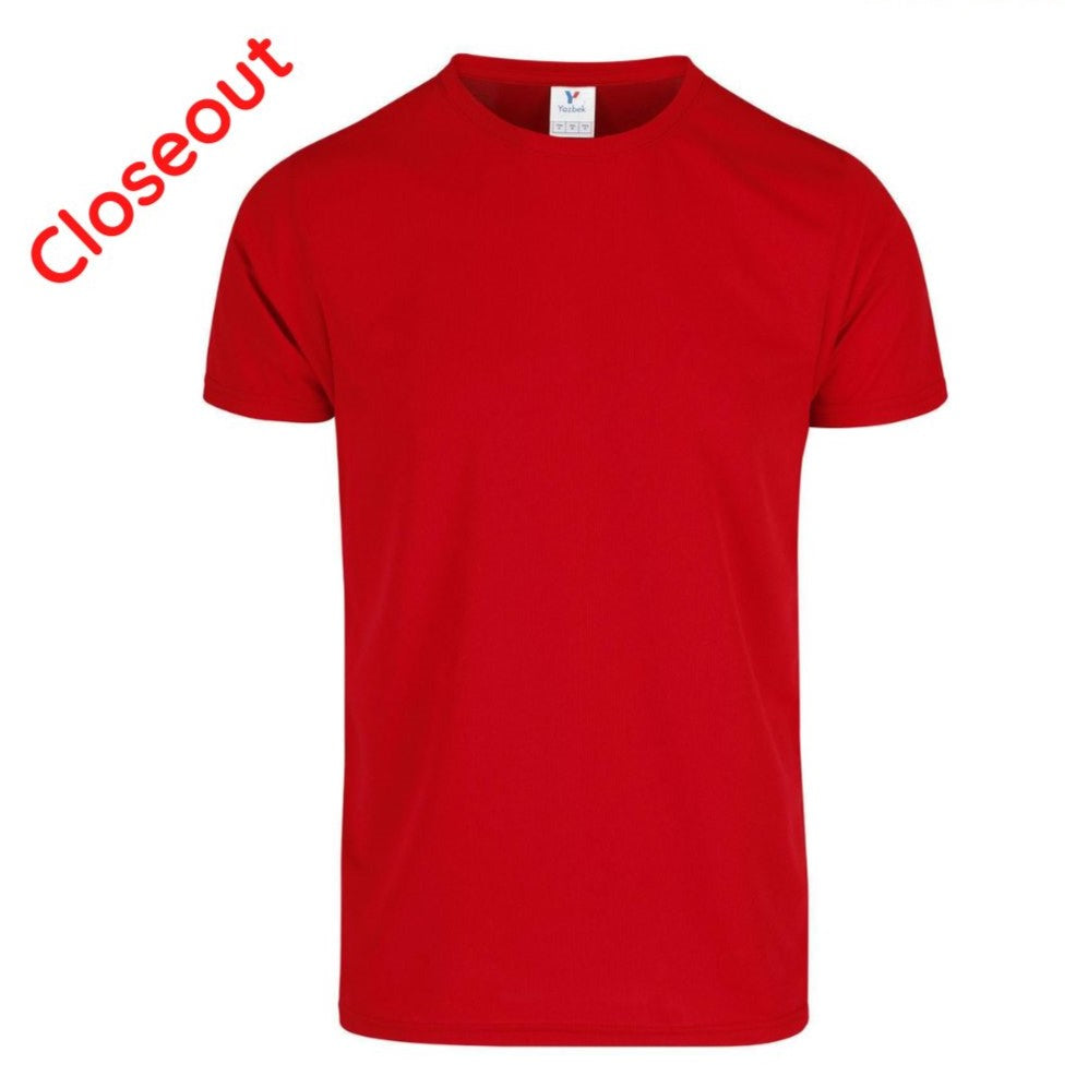 Men's Polyester Mesh Performance Crew Neck Short Sleeve T-Shirt (Red)