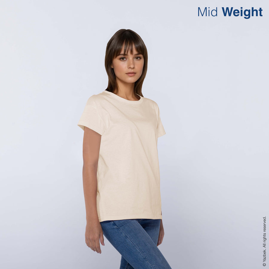 Women's Crew Neck Short Sleeve T-Shirt (Sand)