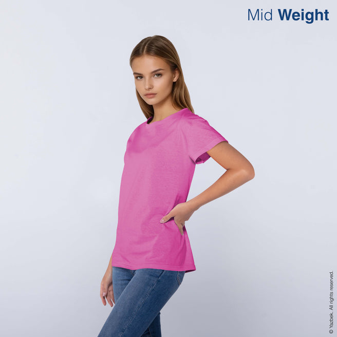 Women's Crew Neck Short Sleeve T-Shirt (Fucsia)