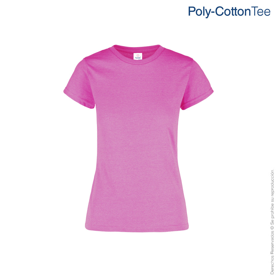 Women’s Crew Neck Short Sleeve Silhouette T-Shirt (Heather Fuchsia)