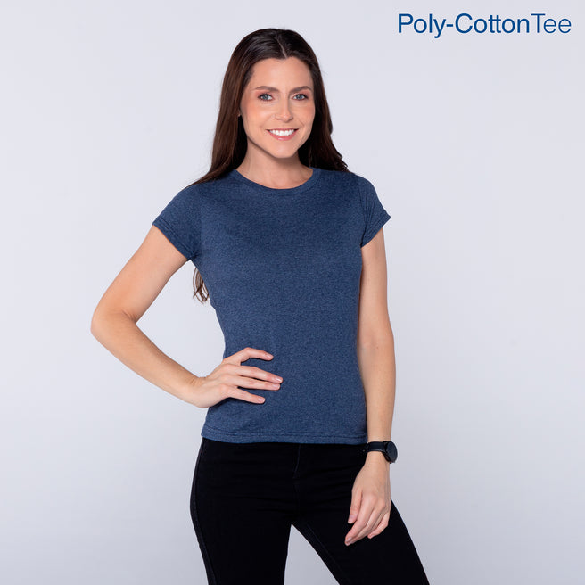 Women’s Crew Neck Short Sleeve Silhouette T-Shirt (Heather Navy)