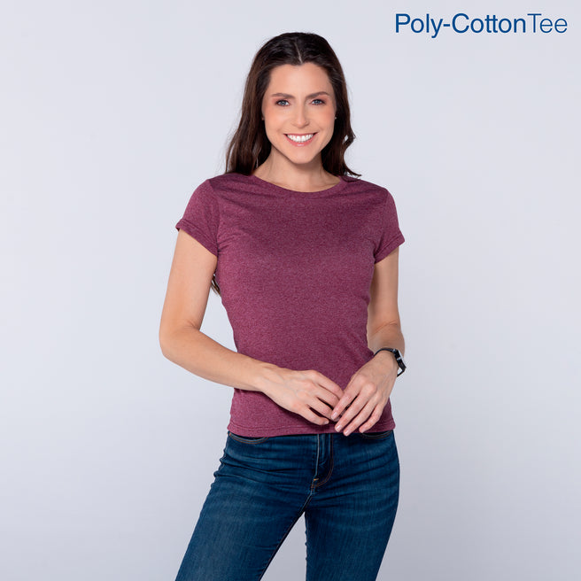 Women’s Crew Neck Short Sleeve Silhouette T-Shirt (Heather Maroon)